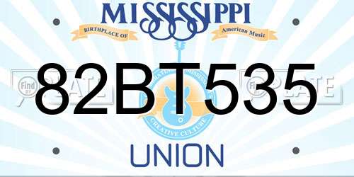 82BT535 Mississippi License Plate