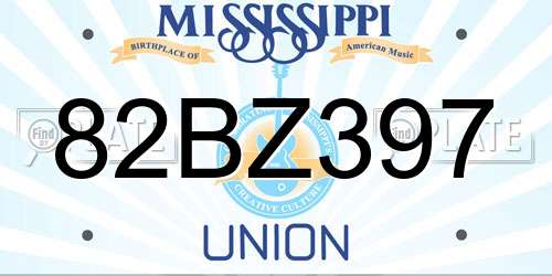 82BZ397 Mississippi License Plate