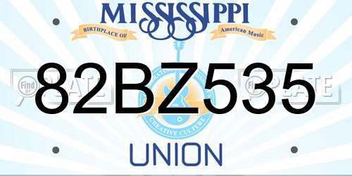 82BZ535 Mississippi License Plate