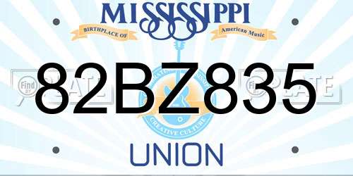 82BZ835 Mississippi License Plate