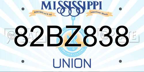 82BZ838 Mississippi License Plate
