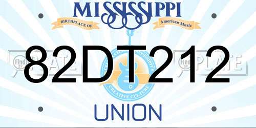 82DT212 Mississippi License Plate