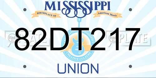 82DT217 Mississippi License Plate