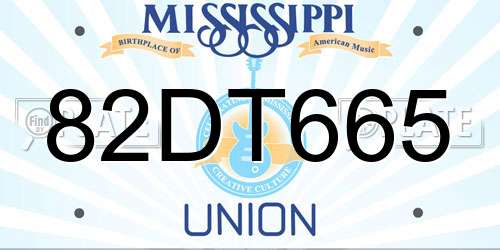 82DT665 Mississippi License Plate