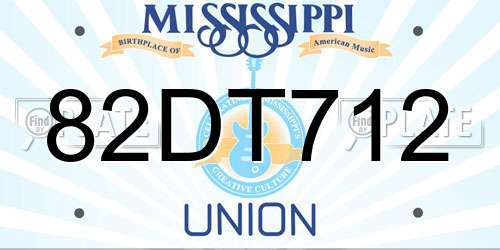 82DT712 Mississippi License Plate