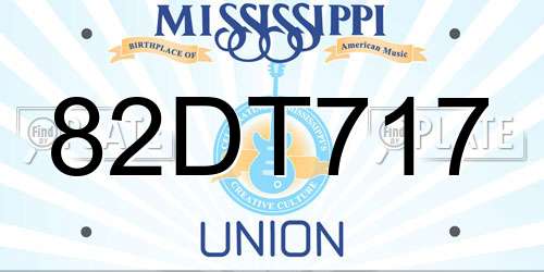 82DT717 Mississippi License Plate