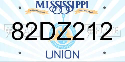 82DZ212 Mississippi License Plate