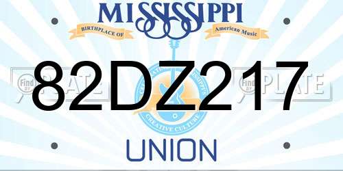 82DZ217 Mississippi License Plate