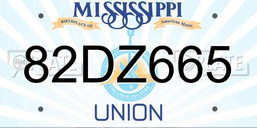 82DZ665 Mississippi License Plate