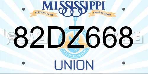 82DZ668 Mississippi License Plate