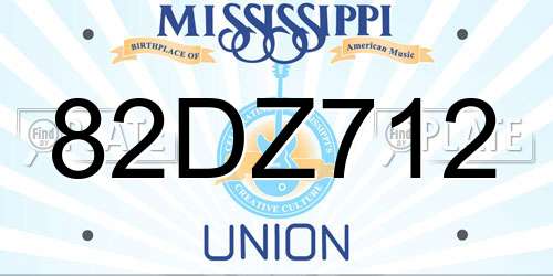 82DZ712 Mississippi License Plate
