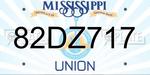82DZ717 Mississippi License Plate