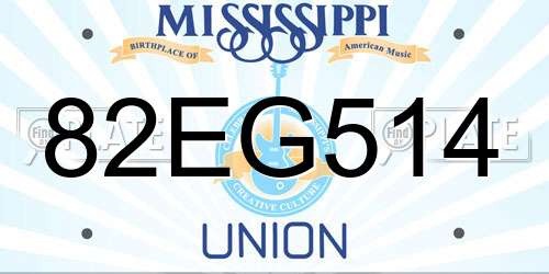 82EG514 Mississippi License Plate