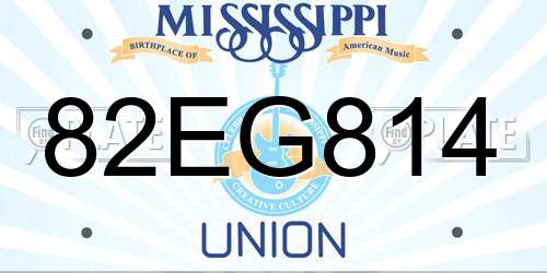 82EG814 Mississippi License Plate