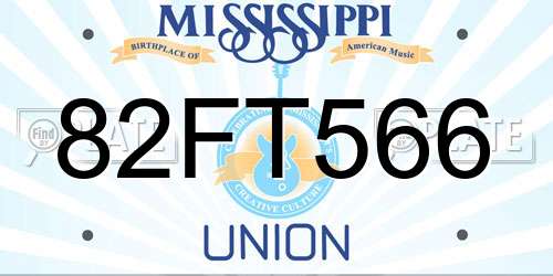 82FT566 Mississippi License Plate