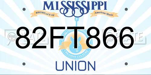 82FT866 Mississippi License Plate