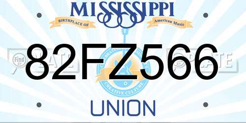 82FZ566 Mississippi License Plate