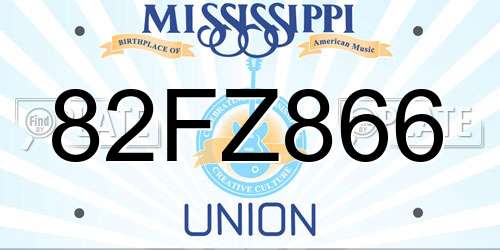 82FZ866 Mississippi License Plate