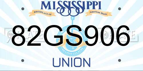 82GS906 Mississippi License Plate