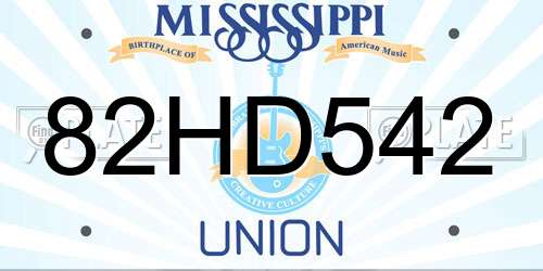 82HD542 Mississippi License Plate
