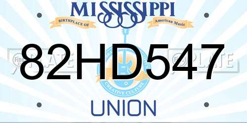 82HD547 Mississippi License Plate