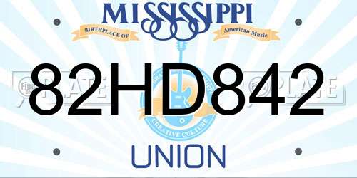 82HD842 Mississippi License Plate