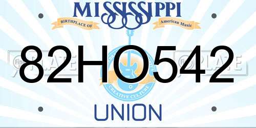 82HO542 Mississippi License Plate