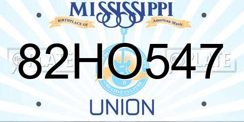 82HO547 Mississippi License Plate