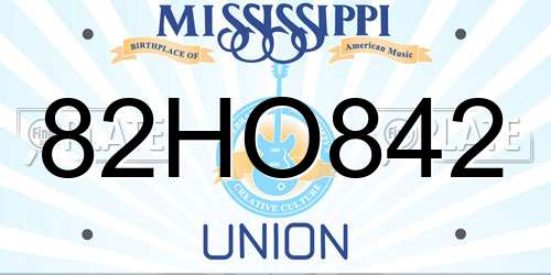 82HO842 Mississippi License Plate