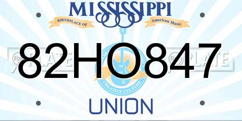 82HO847 Mississippi License Plate