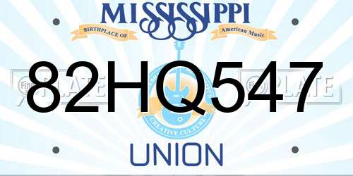 82HQ547 Mississippi License Plate