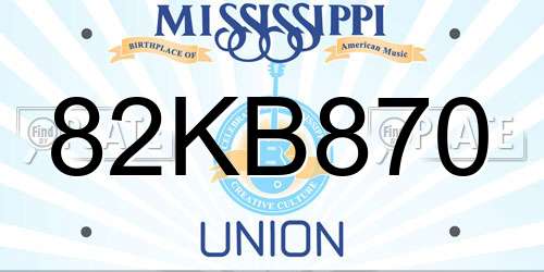 82KB870 Mississippi License Plate