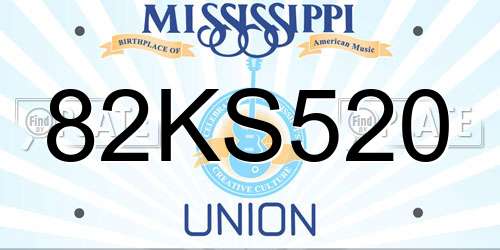 82KS520 Mississippi License Plate