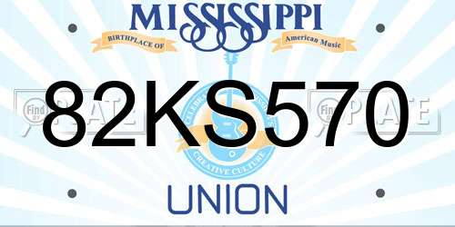 82KS570 Mississippi License Plate