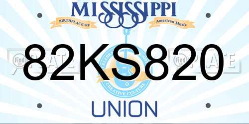 82KS820 Mississippi License Plate