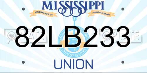 82LB233 Mississippi License Plate