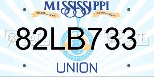 82LB733 Mississippi License Plate