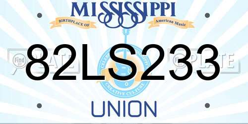 82LS233 Mississippi License Plate