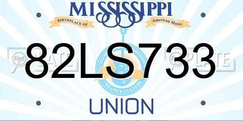 82LS733 Mississippi License Plate