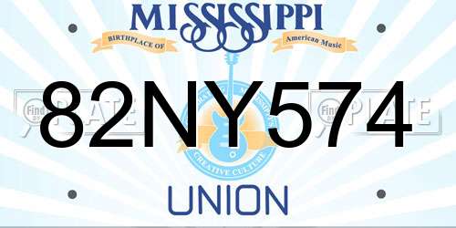 82NY574 Mississippi License Plate