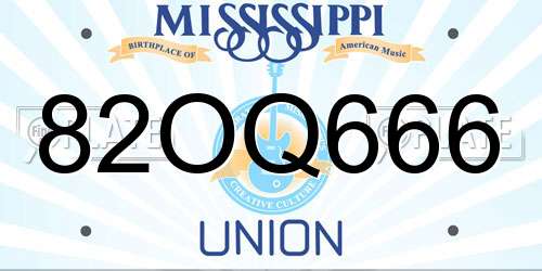 82OQ666 Mississippi License Plate