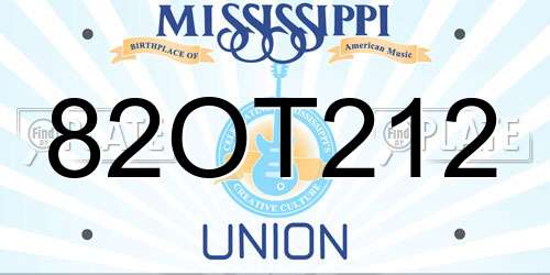 82OT212 Mississippi License Plate