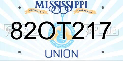 82OT217 Mississippi License Plate