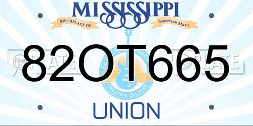 82OT665 Mississippi License Plate