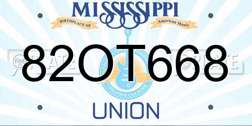 82OT668 Mississippi License Plate