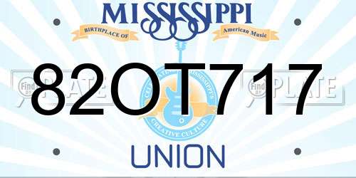 82OT717 Mississippi License Plate