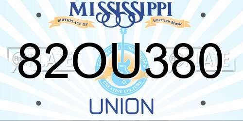82OU380 Mississippi License Plate
