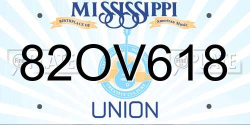 82OV618 Mississippi License Plate