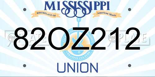 82OZ212 Mississippi License Plate