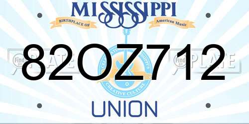 82OZ712 Mississippi License Plate